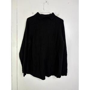 Theory Sweater Womens Large Cashmere Ribbed Turtleneck Split Neck Quiet Luxury